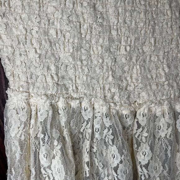 Free People Intimately Lace Off The Shoulder Short Sleeve Shirt Cream Size S - Picture 2 of 6